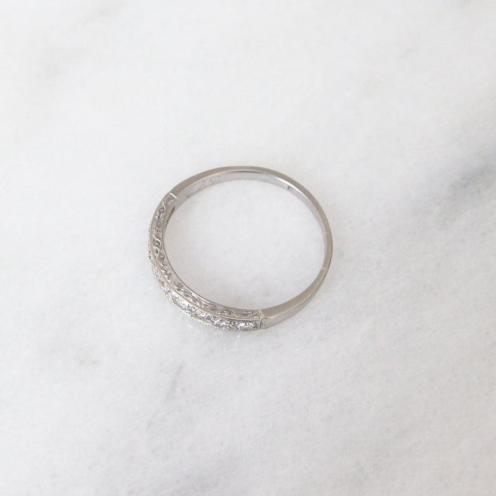 Vintage Engraved 0.27 Carat Diamond Half Eternity Ring