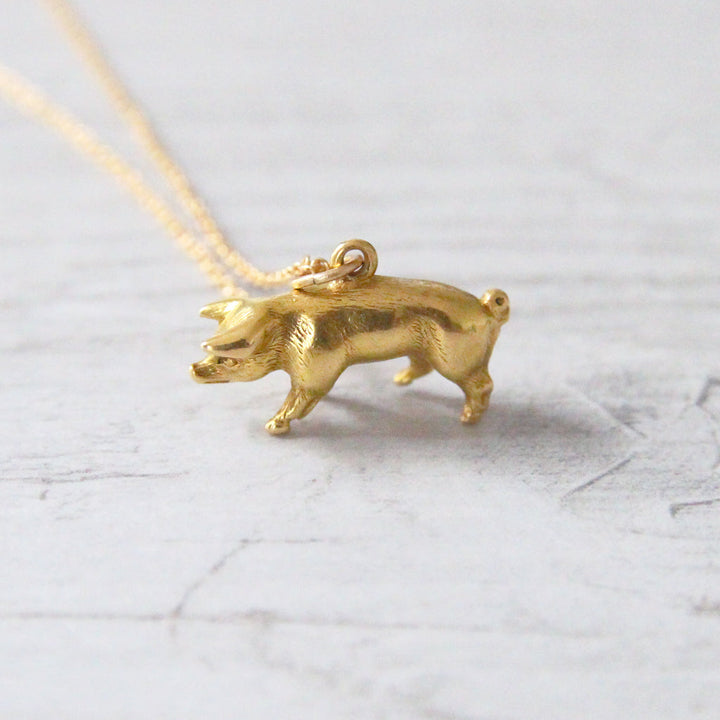 Vintage 18ct Gold 'Lucky Pig' Charm Pendant