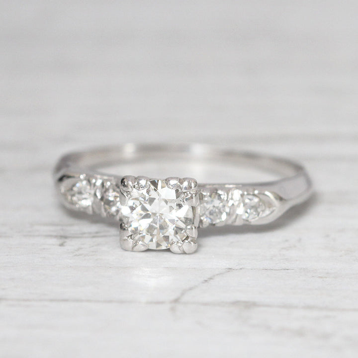 Art Deco 0.48 Carat Old European Cut Diamond Solitaire
