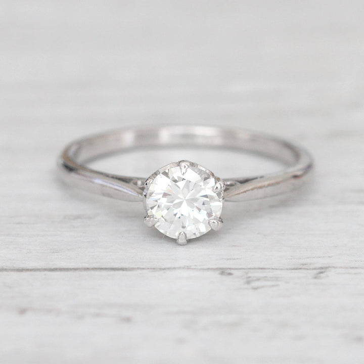 Mid-Century Vintage 0.67 Carat Brilliant Cut Diamond Solitaire