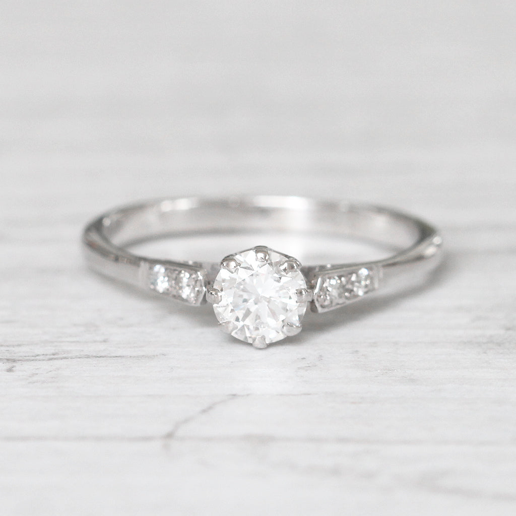 Art Deco 0.58 Carat Transitional Cut Diamond Solitaire