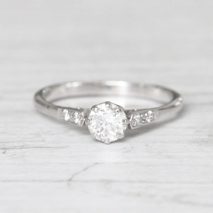 Art Deco 0.58 Carat Transitional Cut Diamond Solitaire