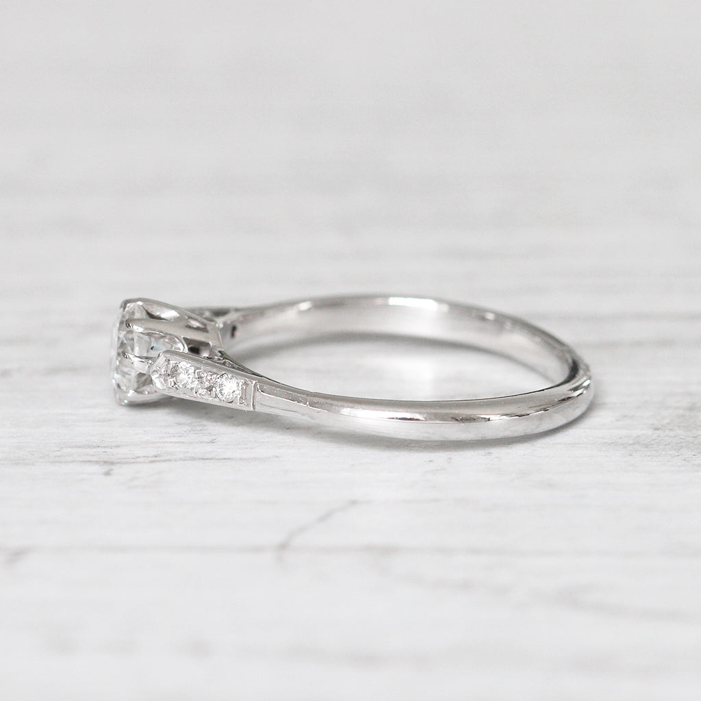 Art Deco 0.58 Carat Transitional Cut Diamond Solitaire