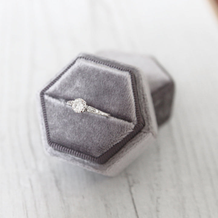Art Deco 0.58 Carat Transitional Cut Diamond Solitaire