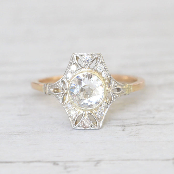 Belle Époque 0.83 Carat Old European Cut Diamond Panel Cluster