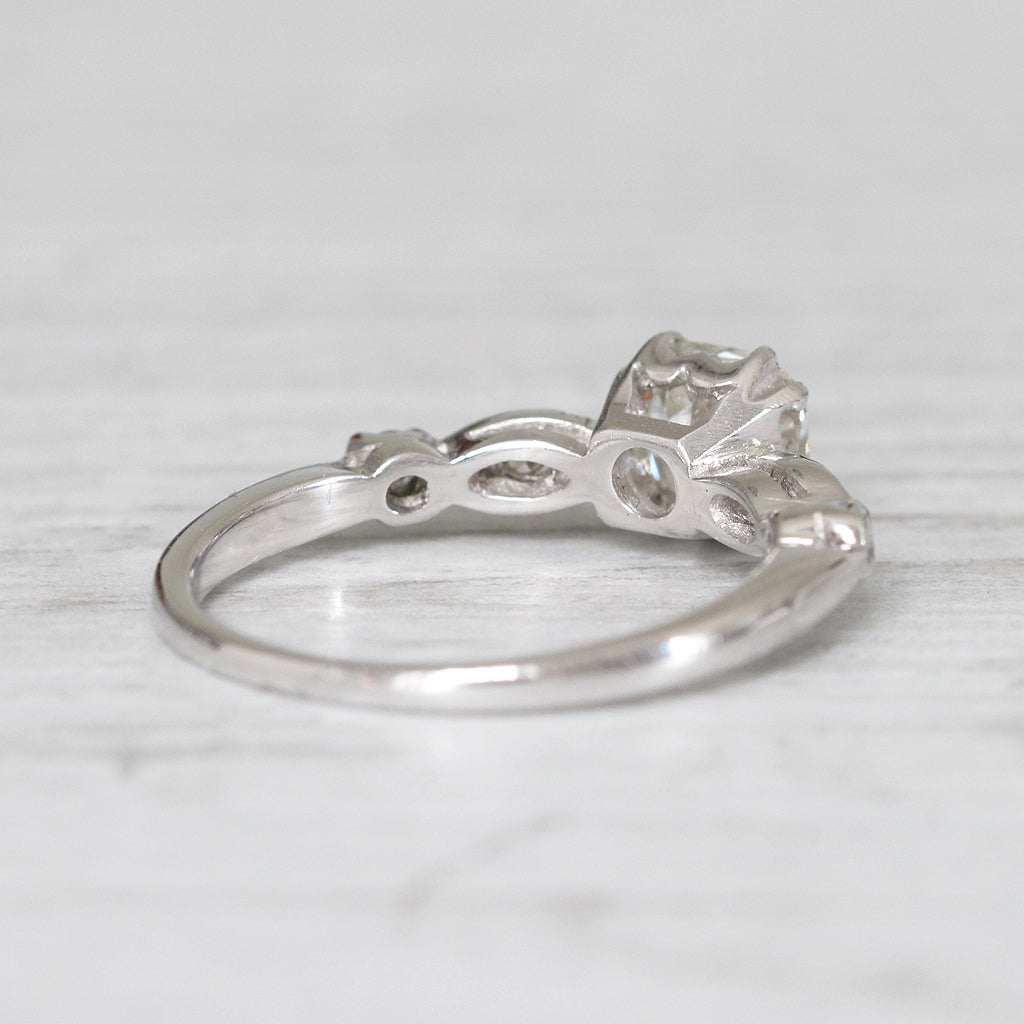 Art Deco 0.91 Carat Old Cushion Cut Diamond Solitaire
