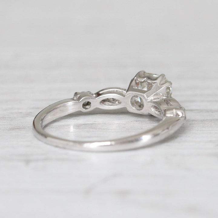Art Deco 0.91 Carat Old Cushion Cut Diamond Solitaire