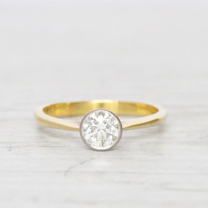 Vintage 0.67 Carat Brilliant Cut Diamond Bezel Set Solitaire