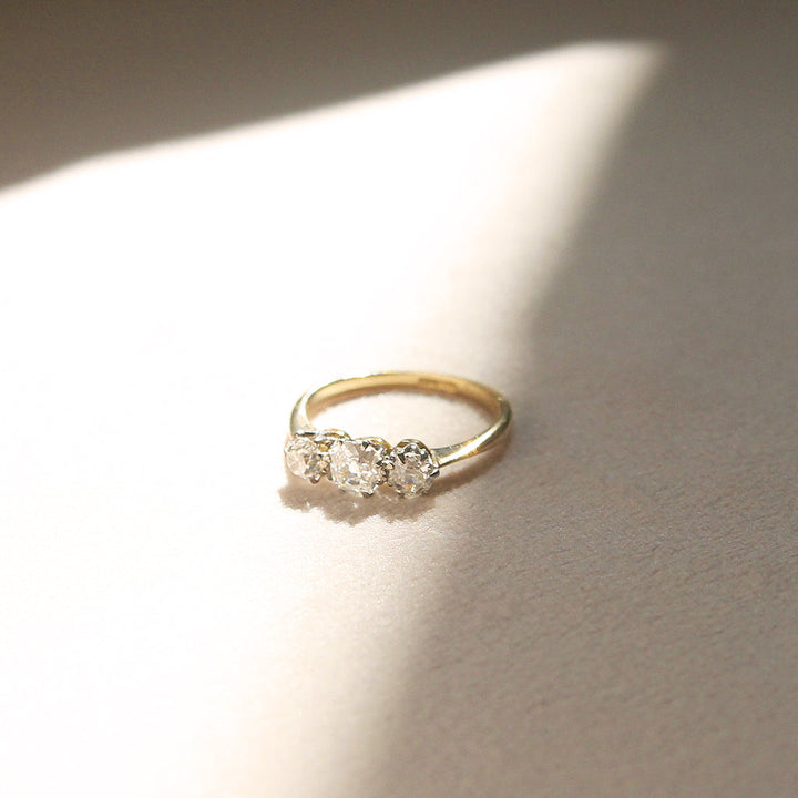 Edwardian 0.80 Carat Old Mine Cut Diamond Three Stone