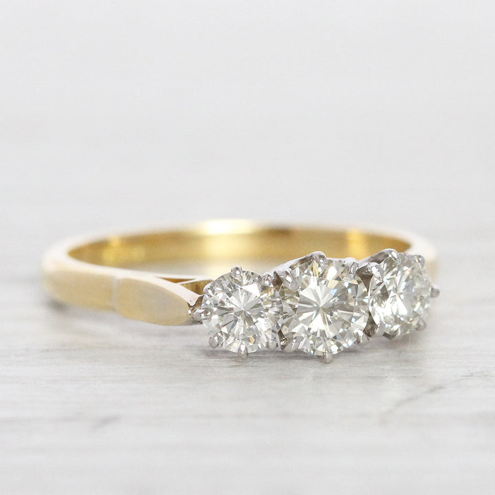 Vintage 0.80 Carat Brilliant Cut Diamond Three Stone