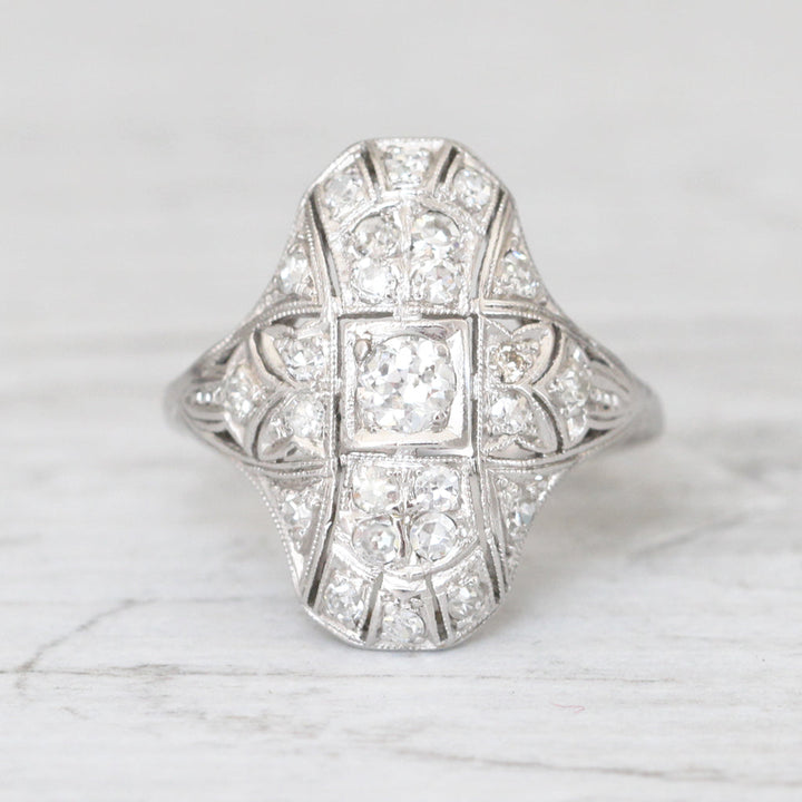 Art Deco Old European Cut Diamond Bombé Cluster