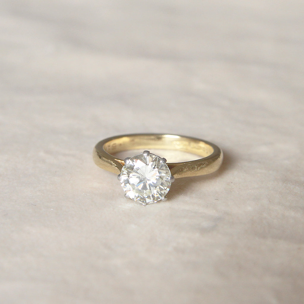 Vintage 1.51 Carat Brilliant Cut Diamond Solitaire