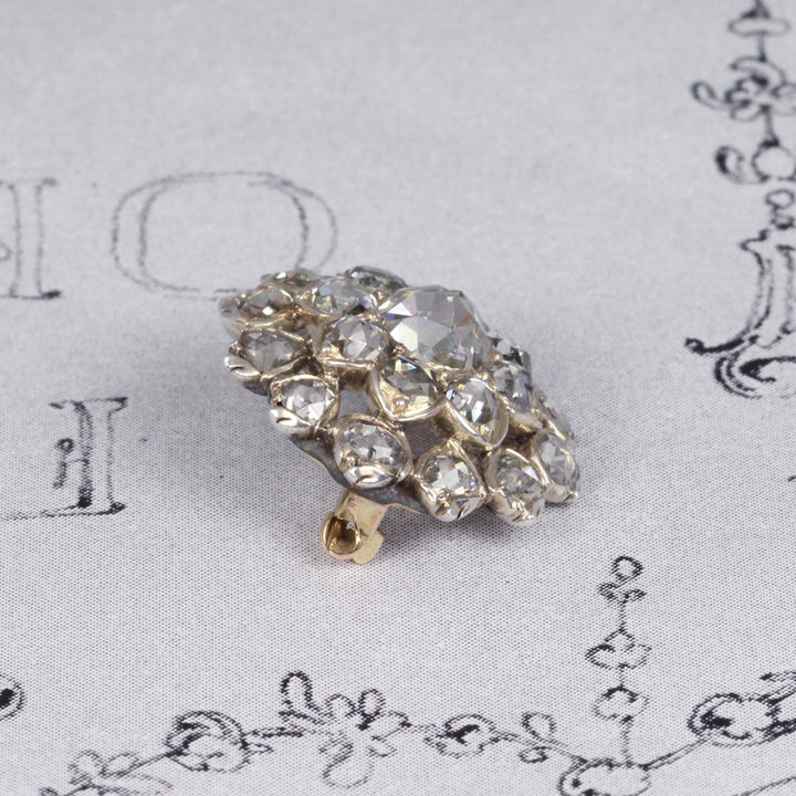 Rare Georgian Rose Cut Diamond Button Brooch