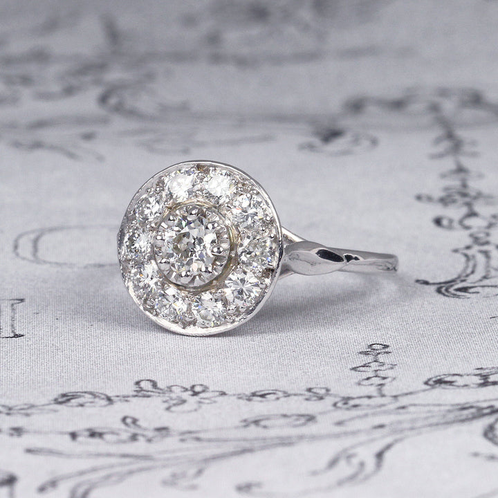 Vintage Old Cut Diamond Halo Cluster Ring