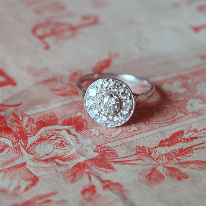 Vintage Old Cut Diamond Halo Cluster Ring