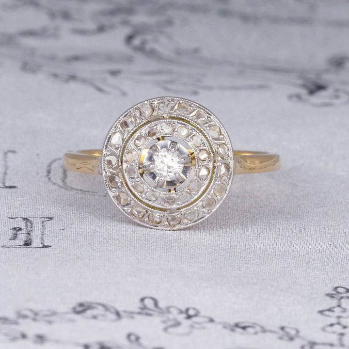 Edwardian Old Cut Diamond Double Halo Ring