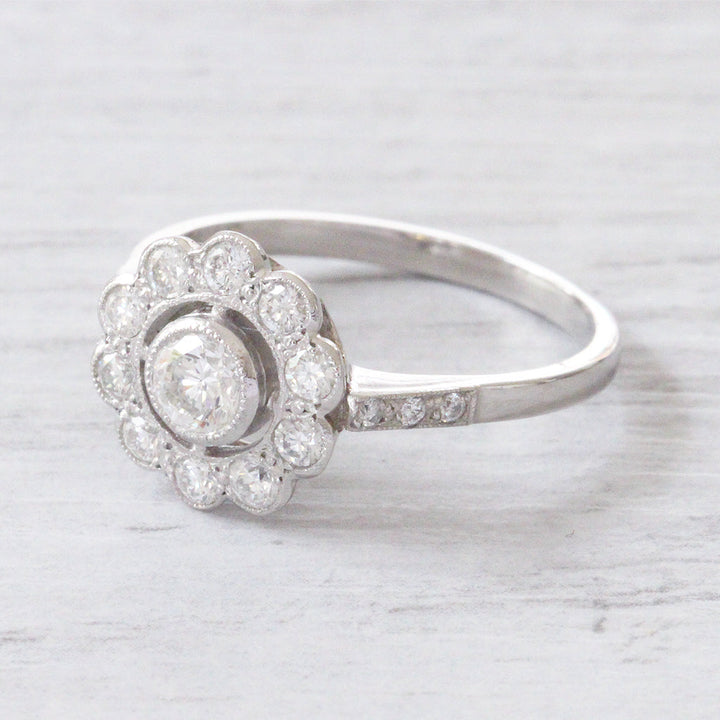Art Deco Style 0.71 Carat Brilliant Cut Diamond Daisy Cluster