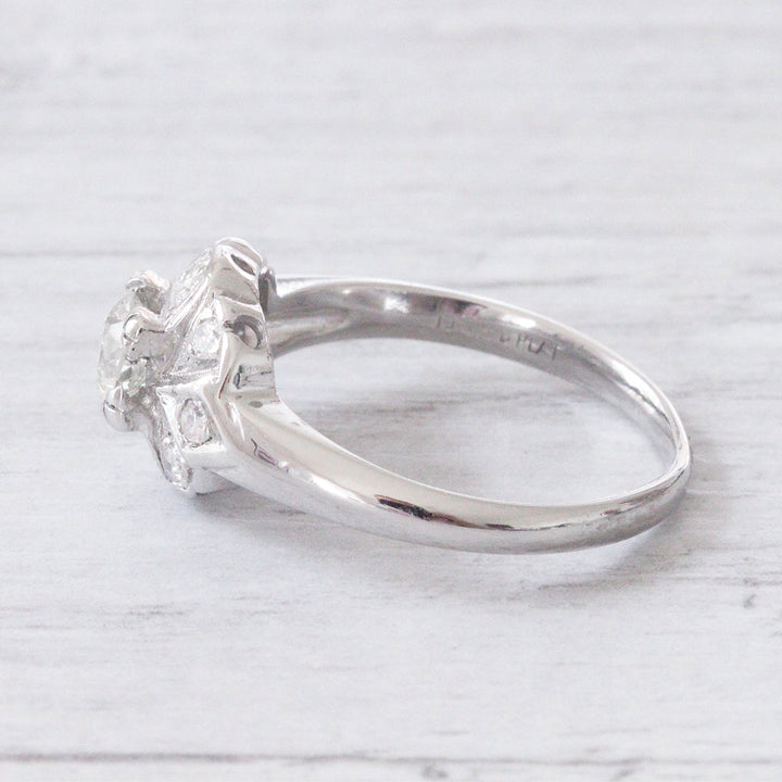 Art Deco 0.67 Carat Old European Cut Diamond Engagement Ring