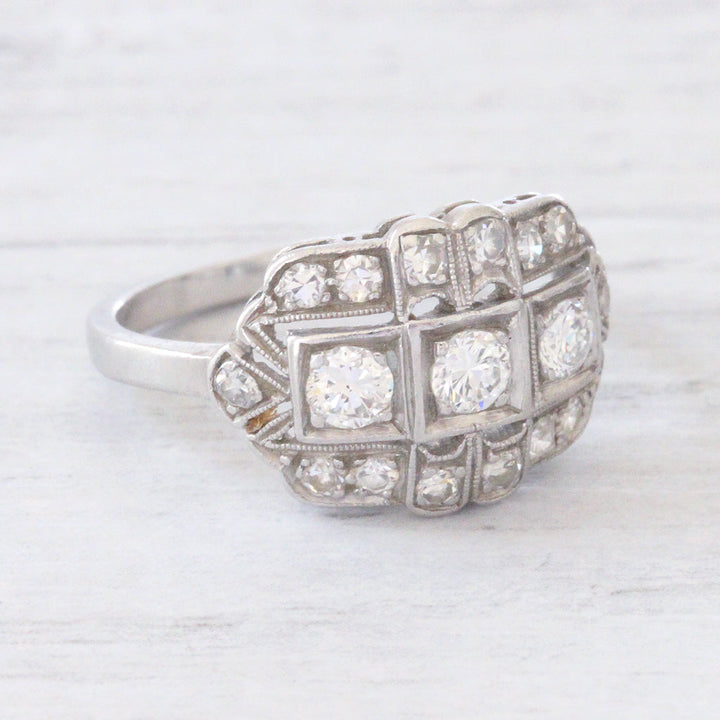 Art Deco 0.60 Carat Transitional Cut Diamond Cluster