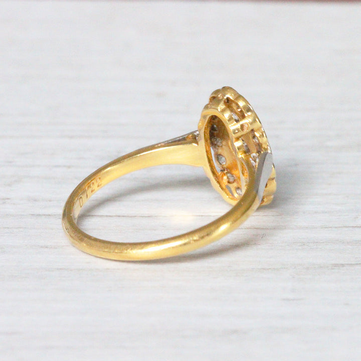 Art Deco Oval Diamond Panel Cluster Ring