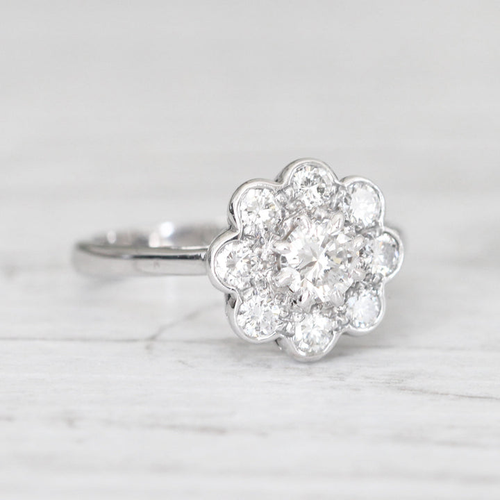 Vintage 0.78 Carat Brilliant Cut Diamond Daisy Cluster Ring