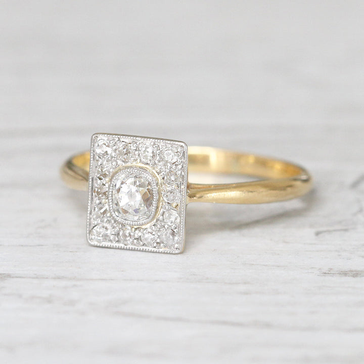 Edwardian 0.40 Carat Old Mine Cut Diamond Square Cluster