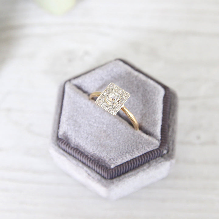 Edwardian 0.40 Carat Old Mine Cut Diamond Square Cluster