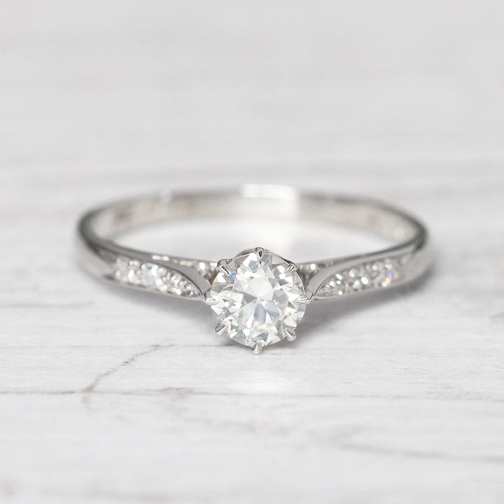Art Deco 0.60 Carat Transitional Cut Diamond Solitaire