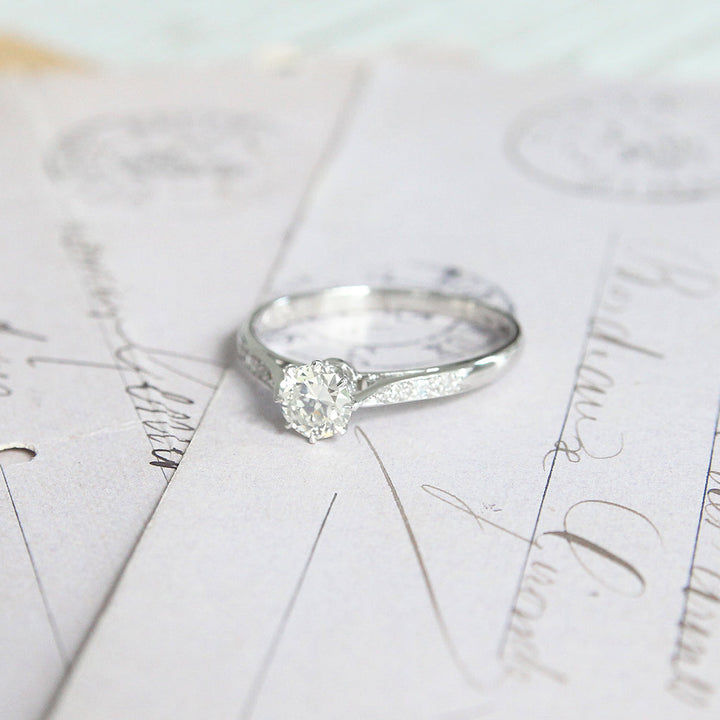 Art Deco 0.60 Carat Transitional Cut Diamond Solitaire
