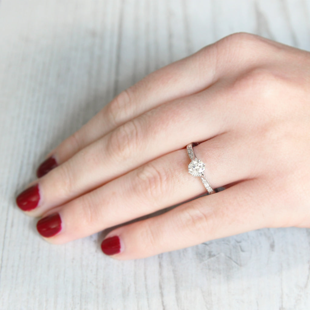 Art Deco 0.60 Carat Transitional Cut Diamond Solitaire