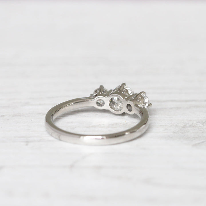Vintage Style Bespoke 0.80 Carat Old European Cut Diamond Three Stone