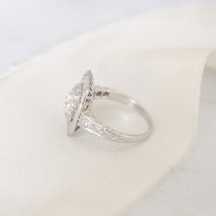 Art Deco 1.10 Carat Octagonal Cut Diamond Cluster Ring