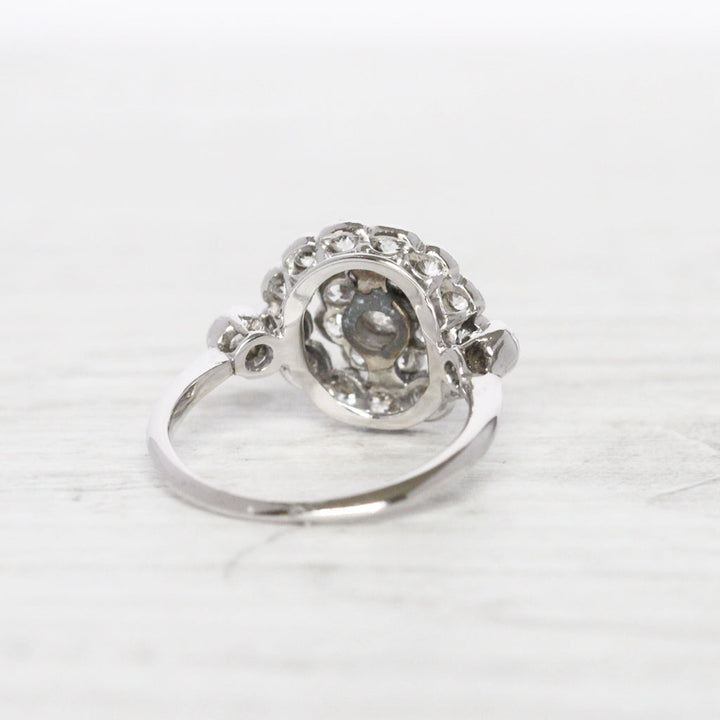 Art Deco 1 Carat Old Cut Diamond Double Row Cluster