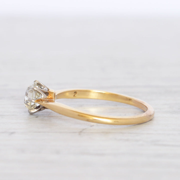 Edwardian 0.85 Carat Old European Cut Diamond Solitaire