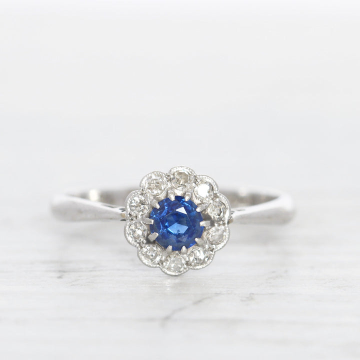 Vintage 0.25 Carat Sapphire and Diamond Cluster