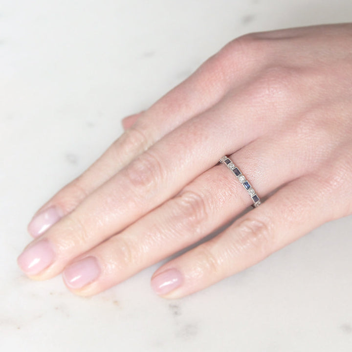Vintage Style Sapphire and Diamond Band