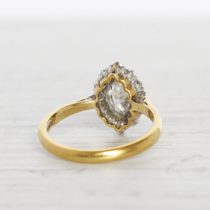 Vintage 0.86 Carat Marquise Diamond Halo Cluster