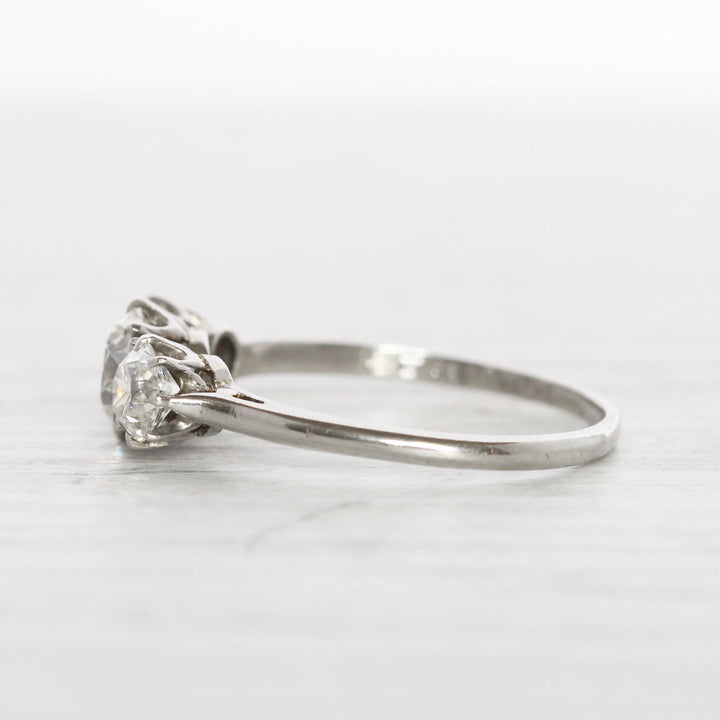 Art Deco 1.60 Carat Old European Cut Diamond Three Stone