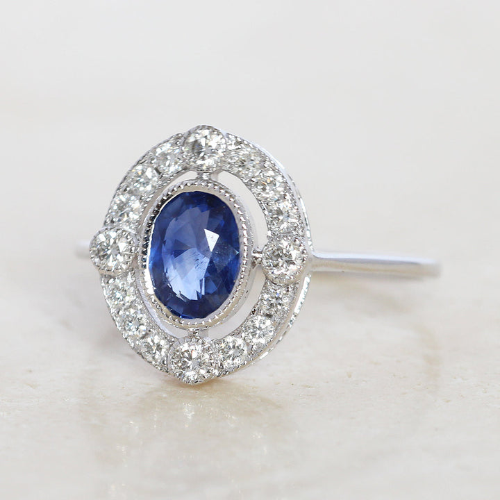 Vintage Style 1.04 Carat Sapphire and Diamond Cluster