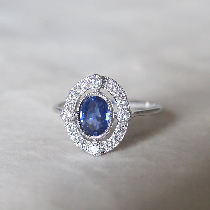 Vintage Style 1.04 Carat Sapphire and Diamond Cluster