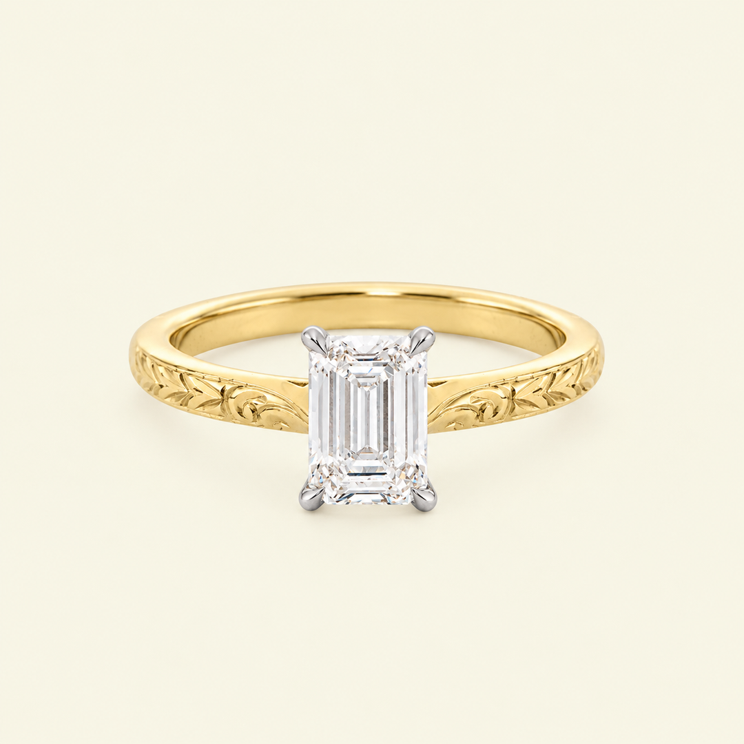 The Grace Engagement Ring - 1 Carat Emerald Cut Celeste Diamond®