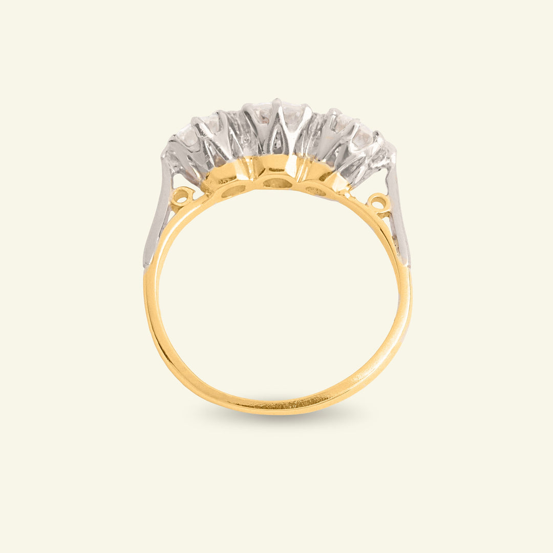 Vintage 1.75 Carat Brilliant Cut Diamond Three Stone