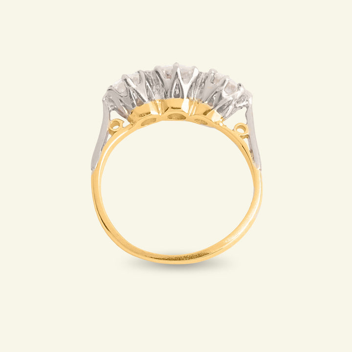 Vintage 1.75 Carat Brilliant Cut Diamond Three Stone