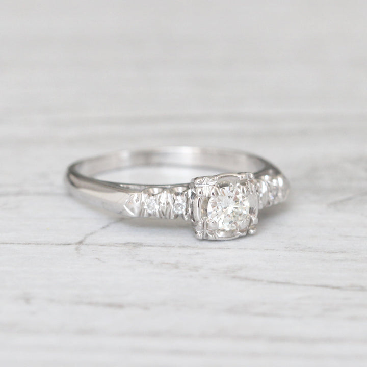 Art Deco 0.22 Carat Transitional Cut Diamond Solitaire