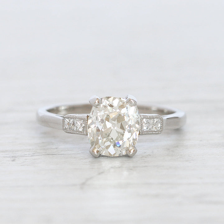 Art Deco 1.70 Carat Old Mine Cut Diamond Solitaire