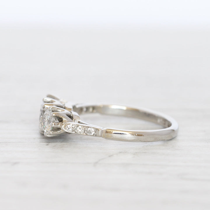 Vintage 1.35 Carat Brilliant Cut Diamond Three Stone