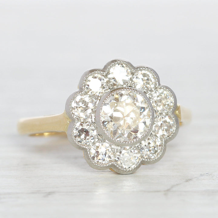 Edwardian Style 1.51 Carat Old European Cut Diamond Cluster