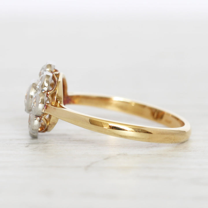Edwardian Style 0.91 Carat Old Cut Diamond Daisy Cluster