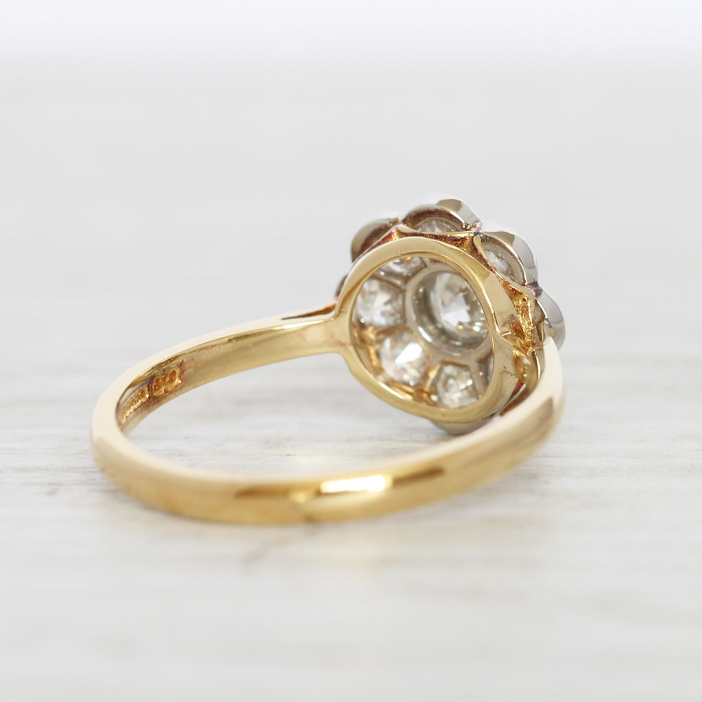 Edwardian Style 0.91 Carat Old Cut Diamond Daisy Cluster