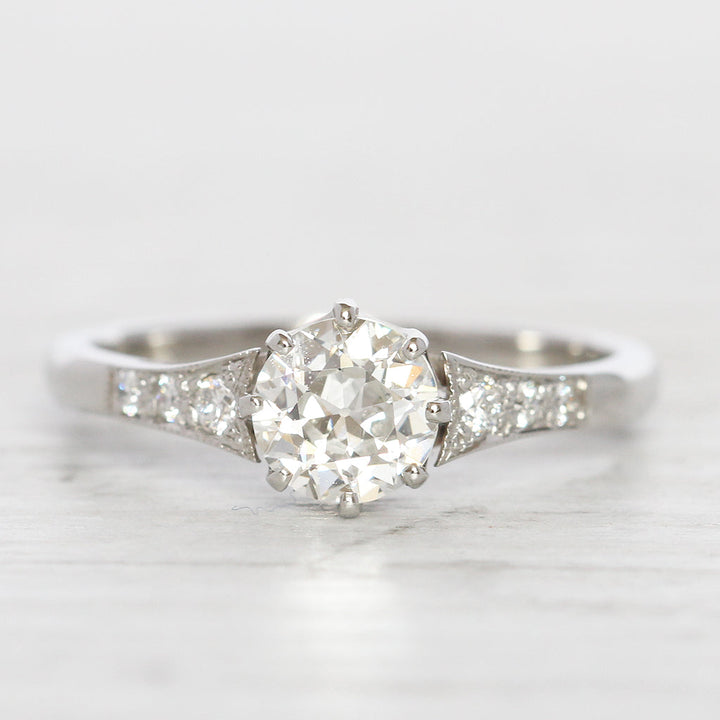 Art Deco Style 0.85 Carat Old European Cut Diamond Solitaire